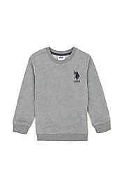 Erkek Çocuk Gri Melanj Basic Bisiklet Yaka Sweatshirt / U.S. POLO ASSN.