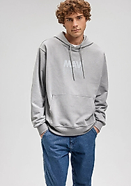 Mavi Logo Baskılı Kapüşonlu Gri Sweatshırt / MAVİ
